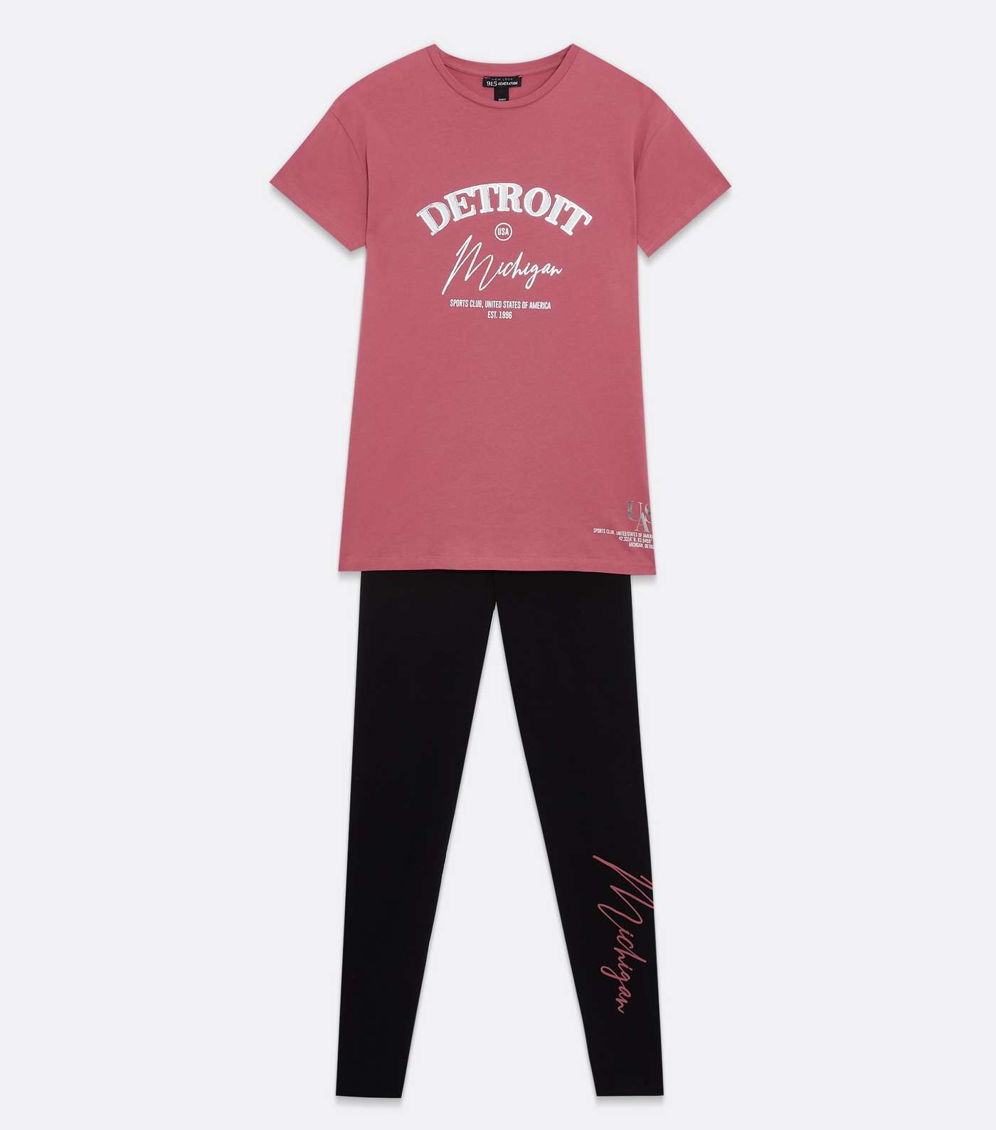 Girls Pink Detroit Michigan Logo T-Shirt and Legging Set Image 5