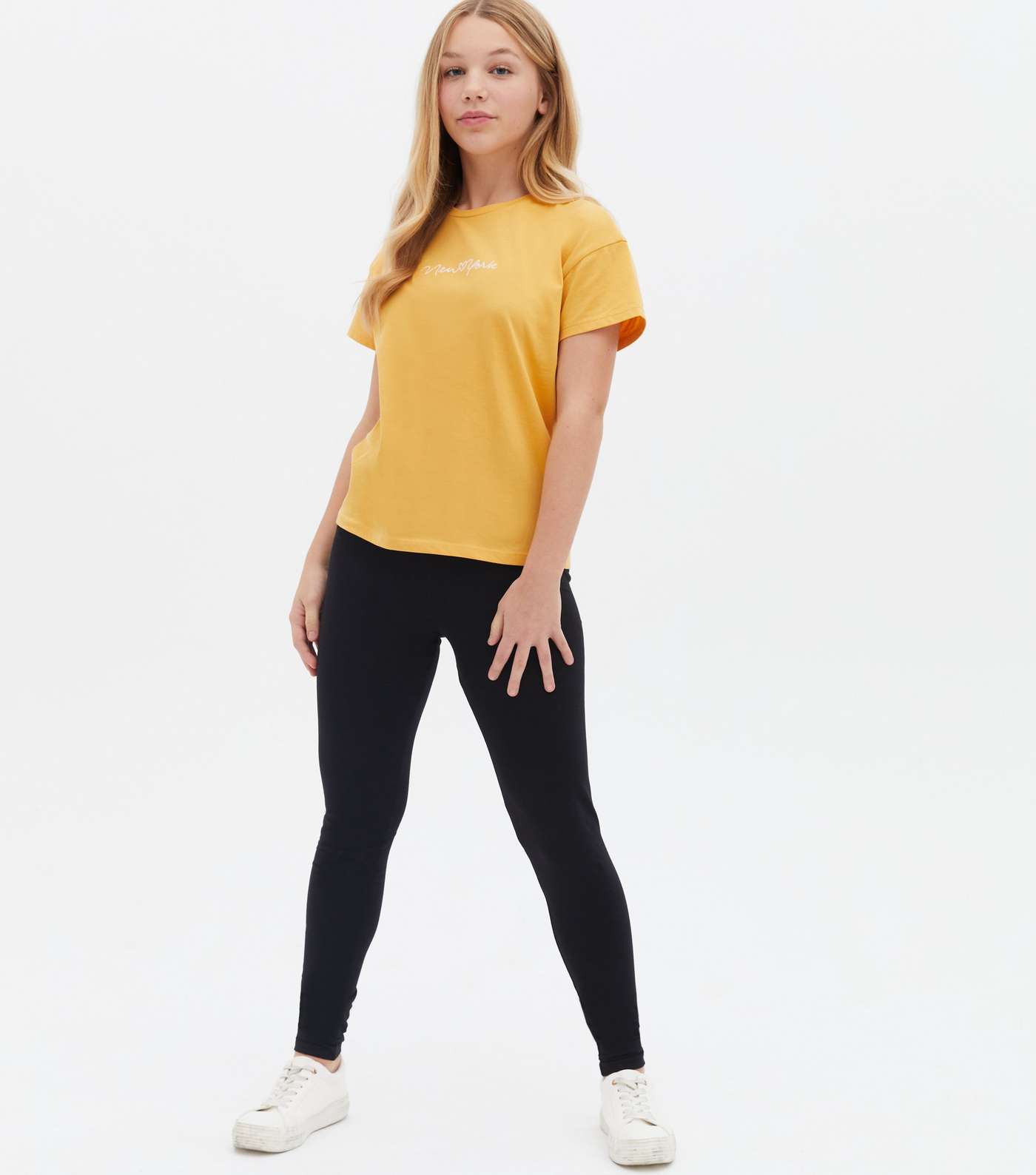 Girls Mustard New York Heart Logo T-Shirt and Legging Set Image 2