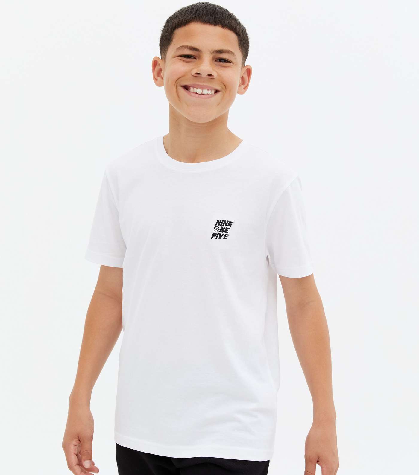 Boys White Nine One Five Logo T-Shirt Image 3