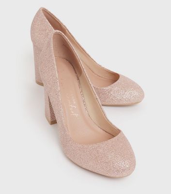 Rose gold cheap glitter pumps