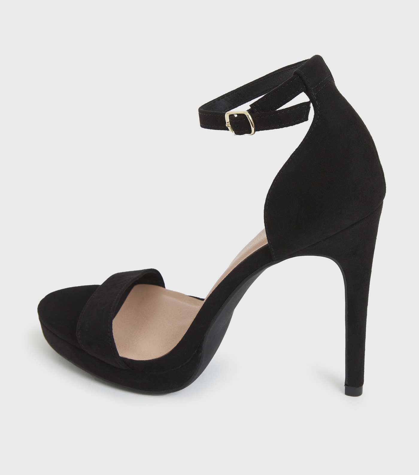 Black Suedette Platform Stiletto Heel Sandals Image 4