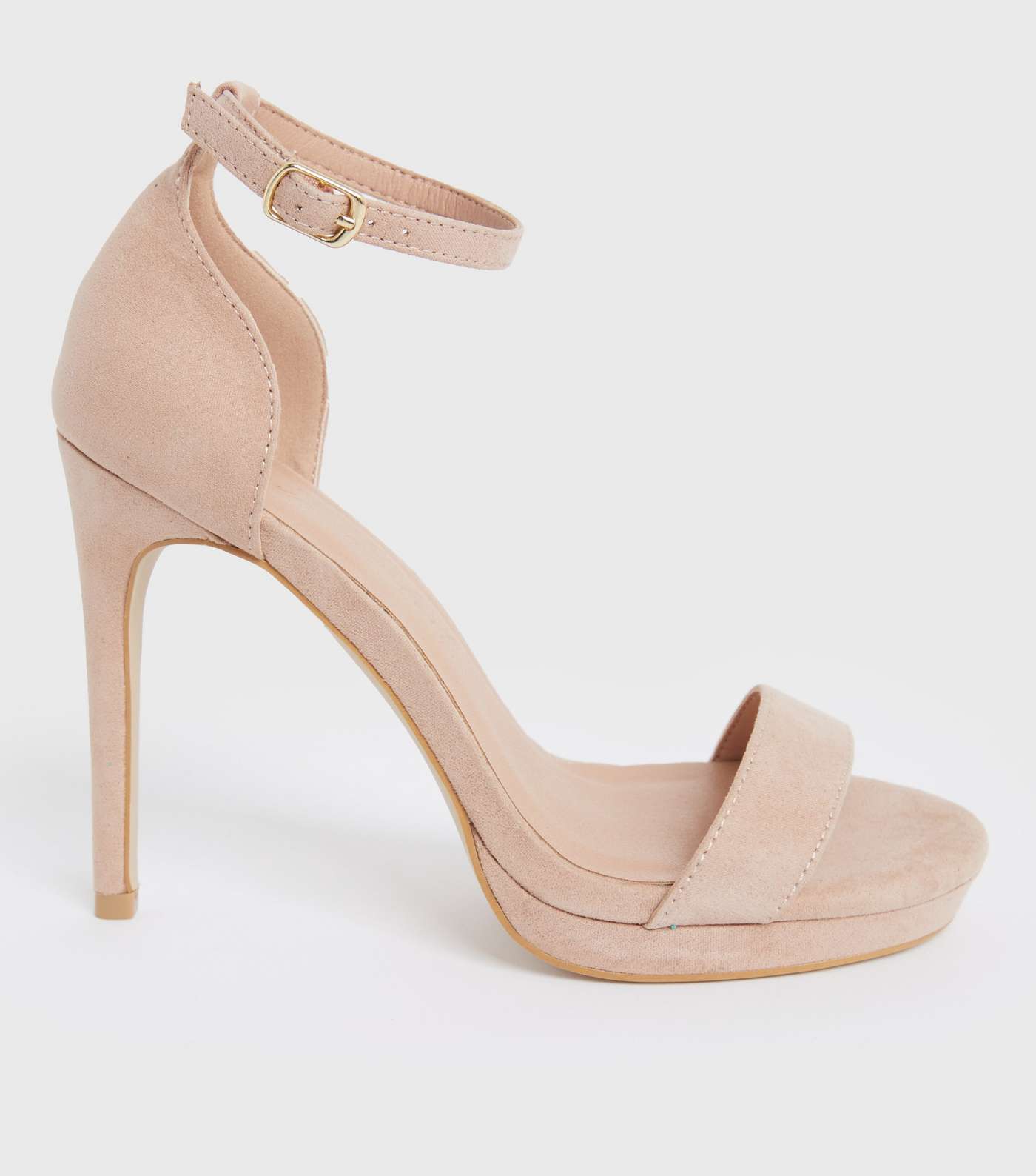 Pale Pink Suedette Platform Stiletto Heel Sandals