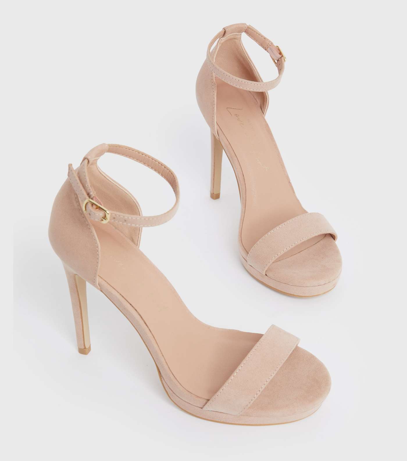 Pale Pink Suedette Platform Stiletto Heel Sandals Image 3
