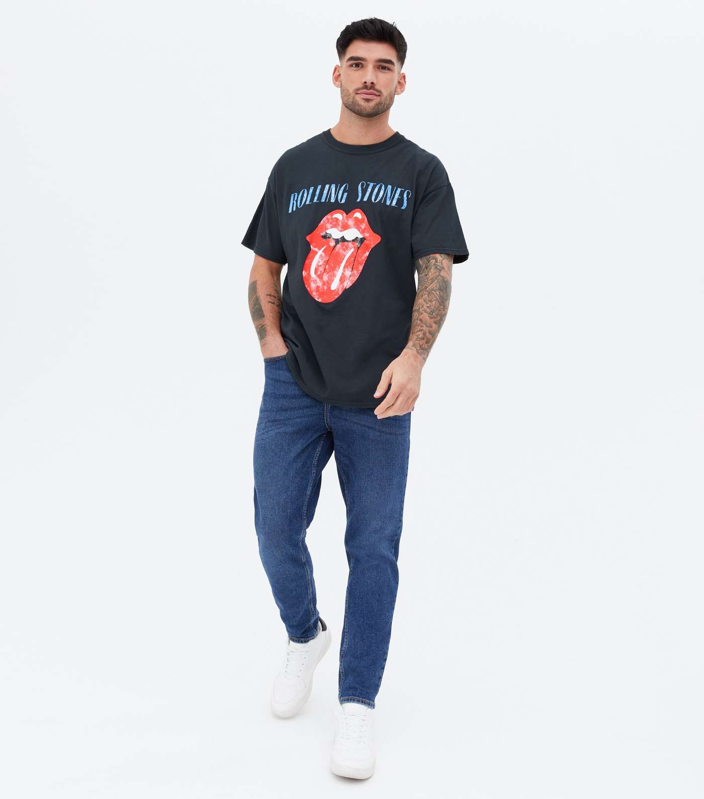 Grey Rolling Stones Logo T-Shirt Image 2