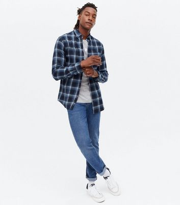 Jack \u0026 Jones Navy Check Long Sleeve 