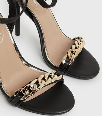 Little Mistress Black Chain Stiletto Heel Sandals New Look