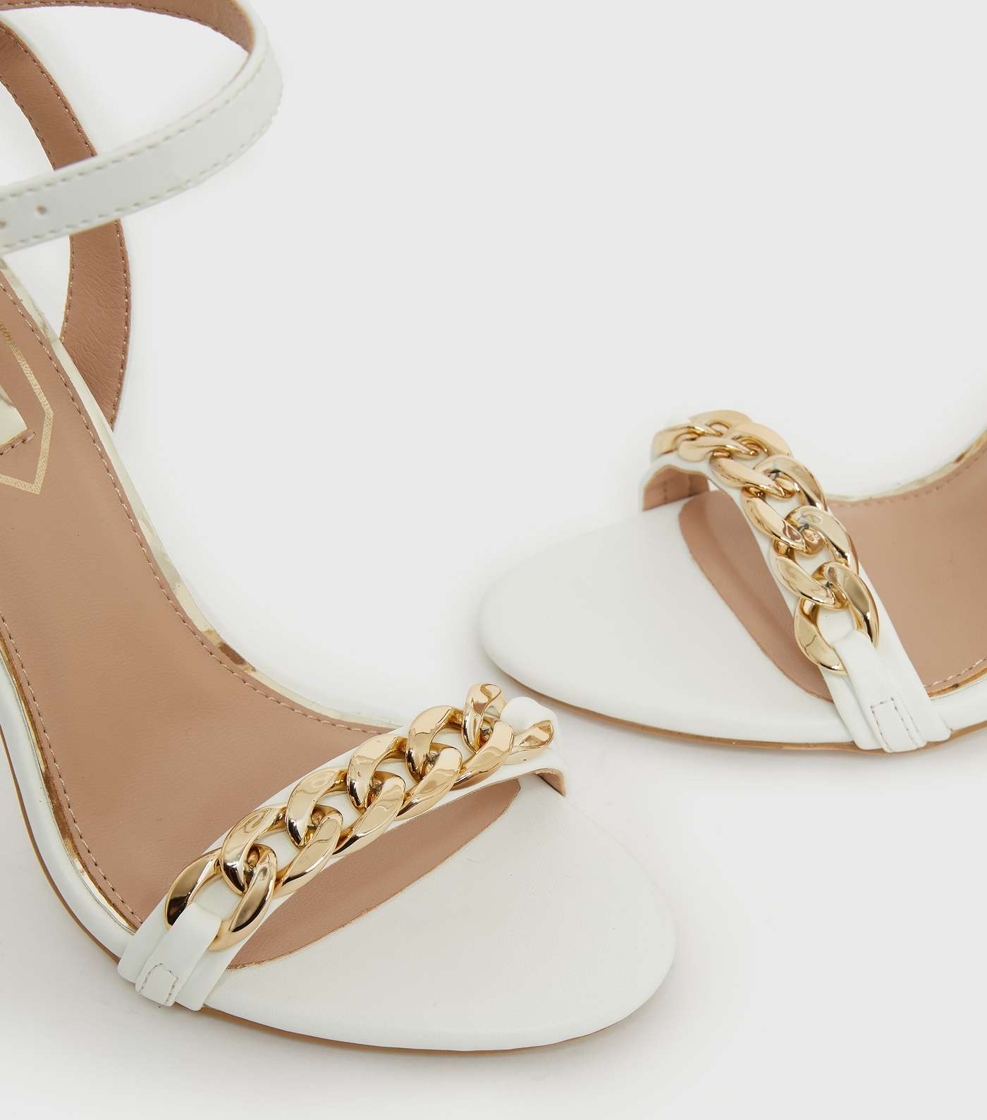 Little Mistress White Chain Stiletto Heel Sandals Image 3