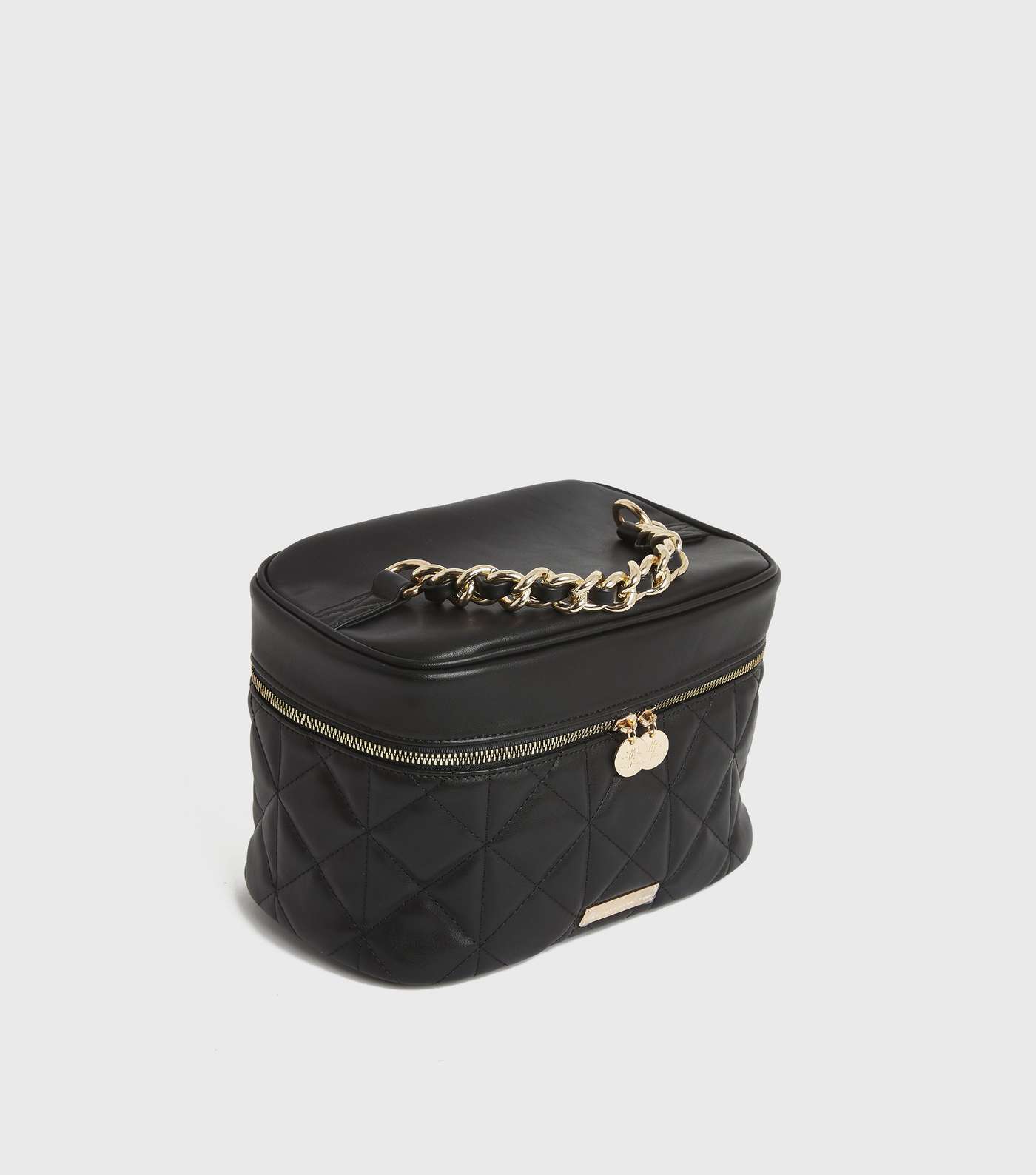 Little Mistress Black Quilted Chain Makeup Bag Image 2
