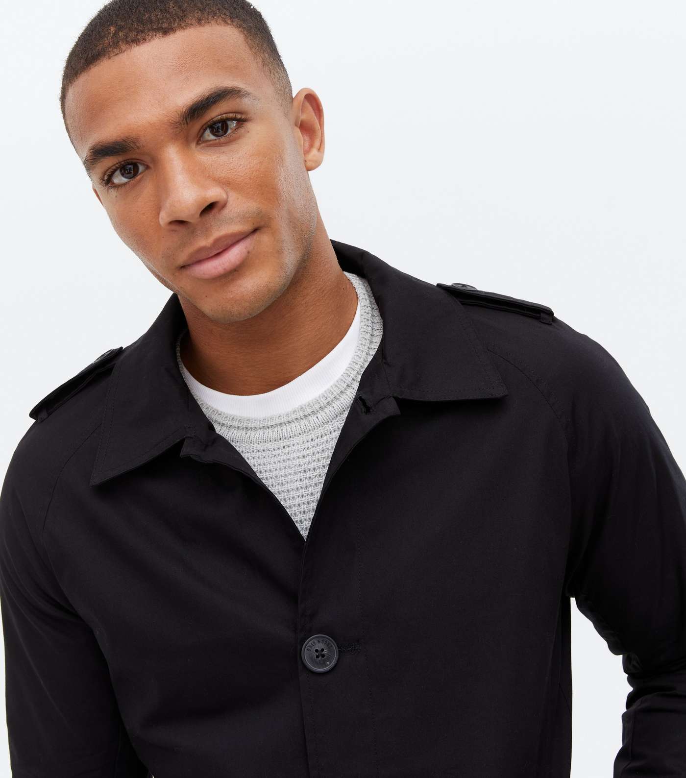 Only & Sons Black Trench Coat Image 3