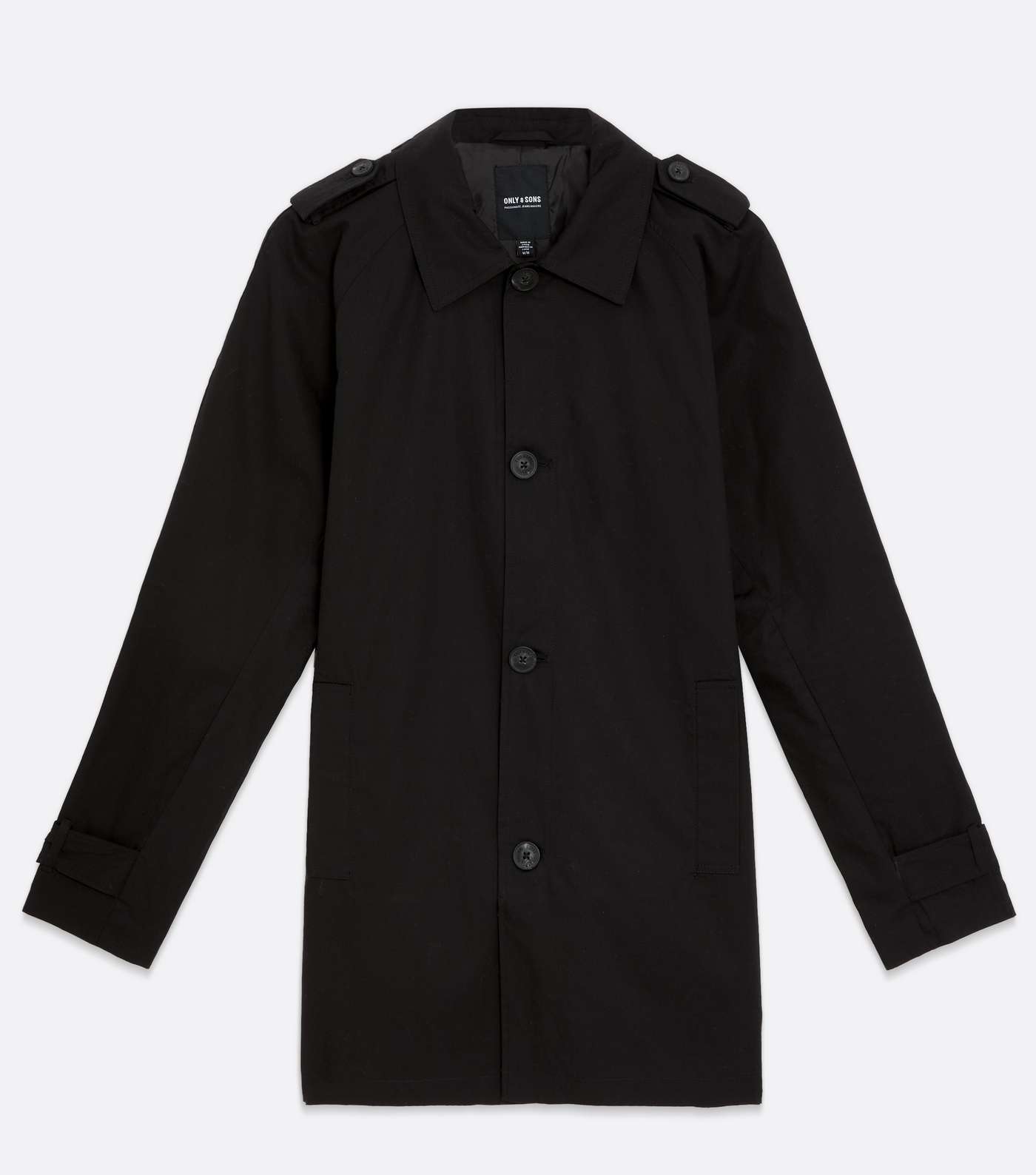Only & Sons Black Trench Coat Image 5