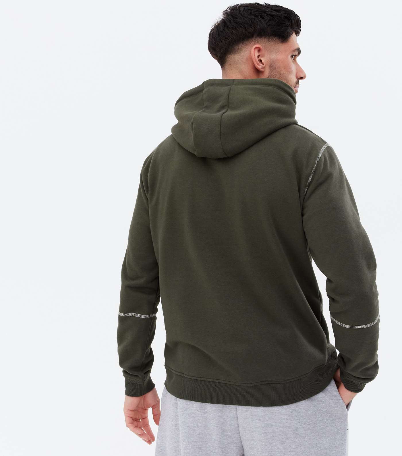 Only & Sons Dark Green Stitch Pocket Front Hoodie Image 4