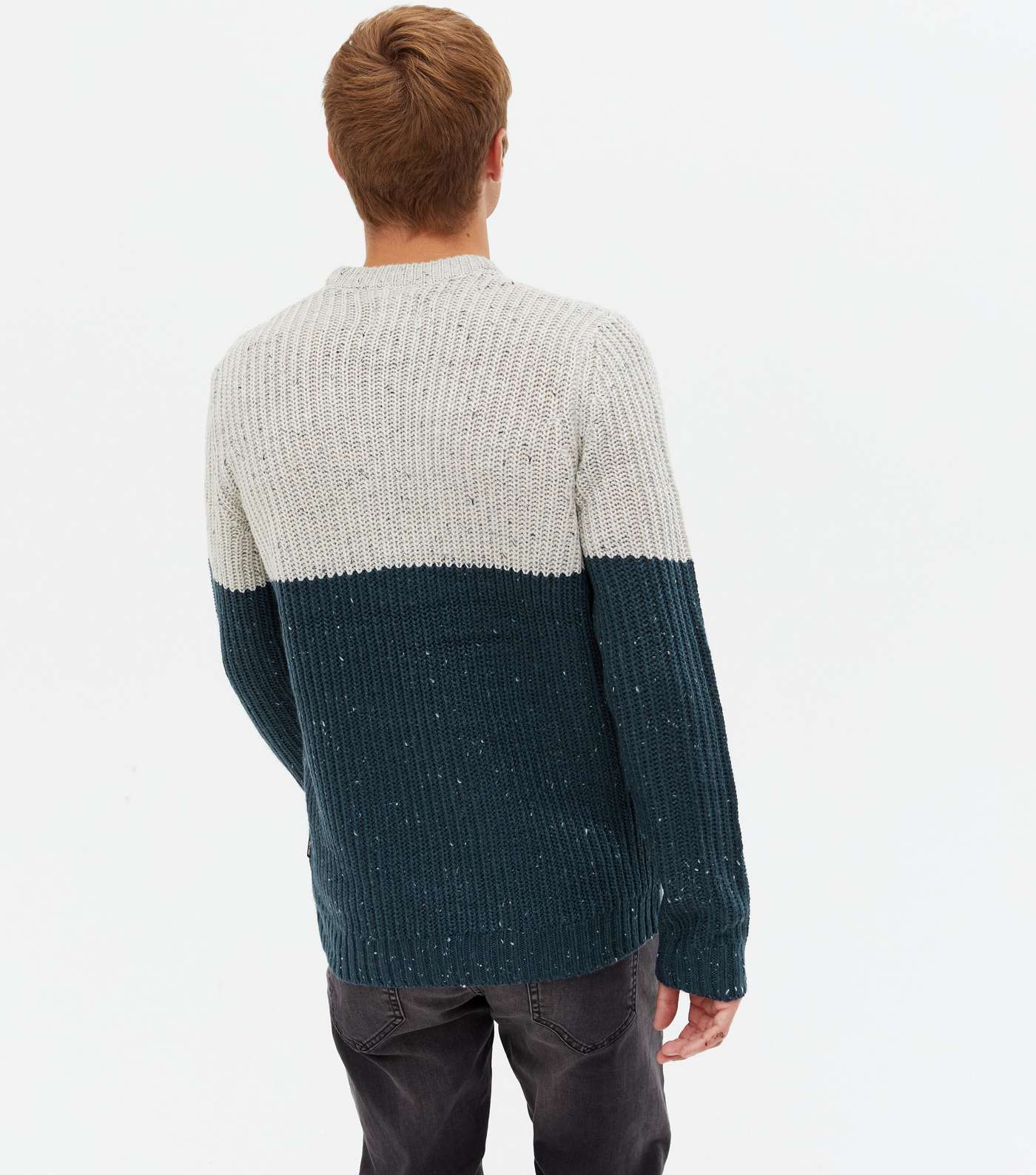 Only & Sons Blue Ribbed Colour Block Crew Jumper Image 4