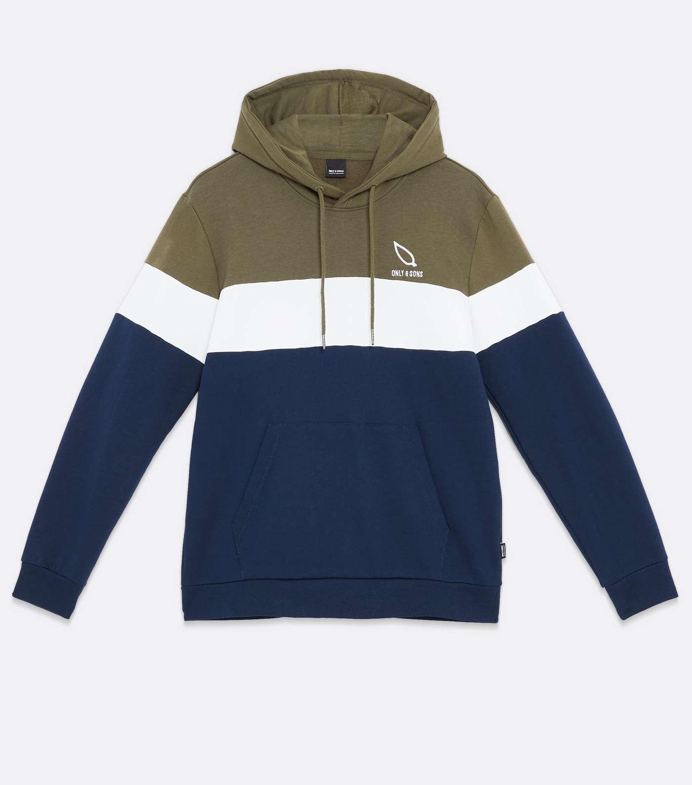 Only & Sons Khaki Colour Block Embroidered Hoodie Image 5
