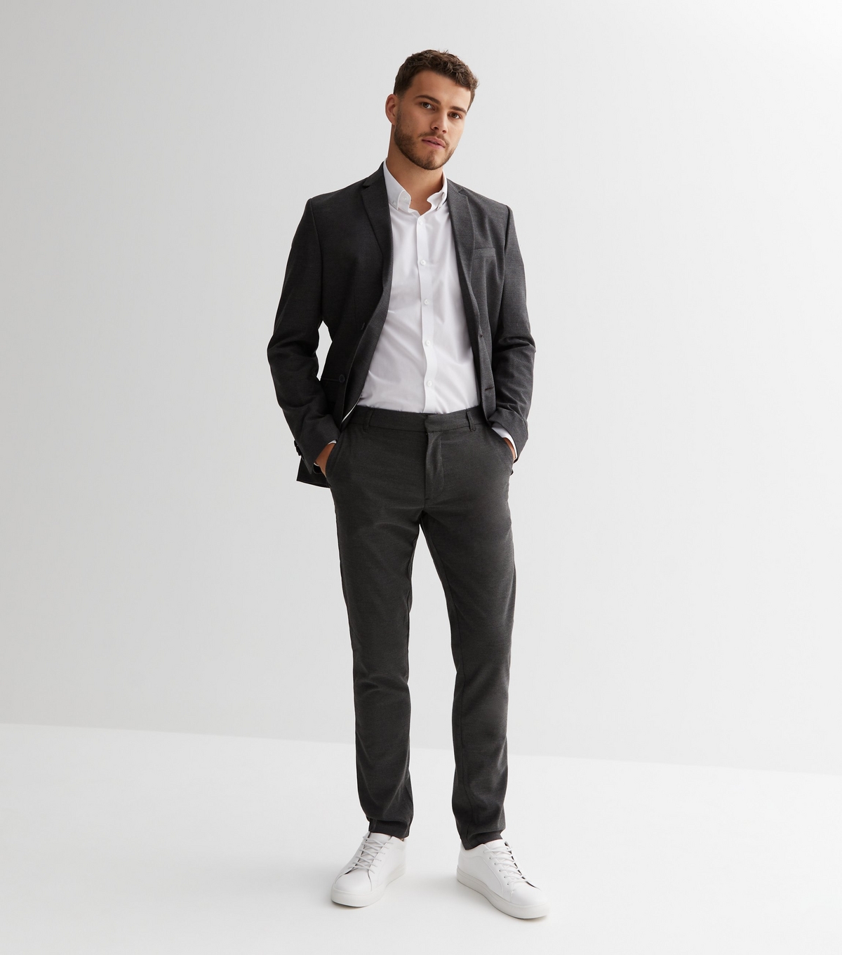 Men's Dark Grey Skinny Suit Trousers New Look