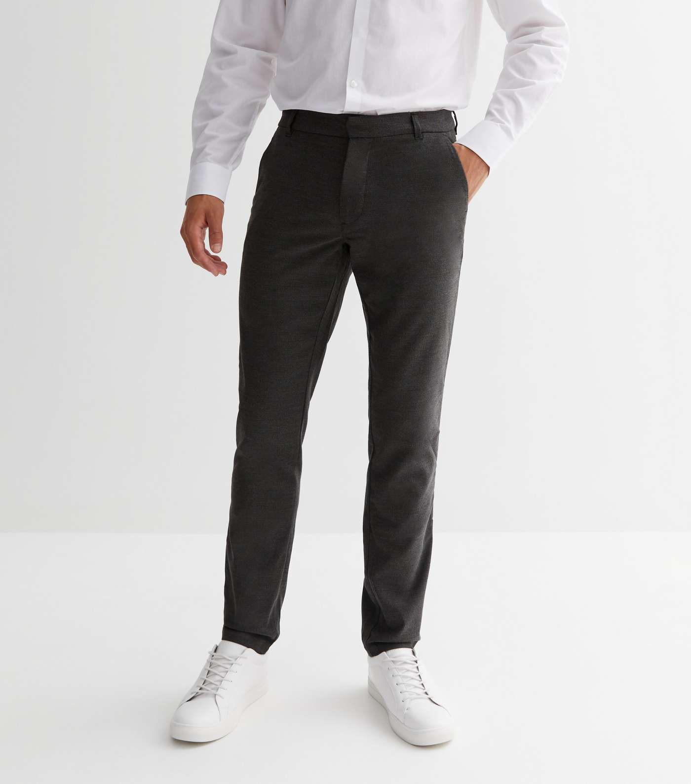 Dark Grey Skinny Suit Trousers Image 2