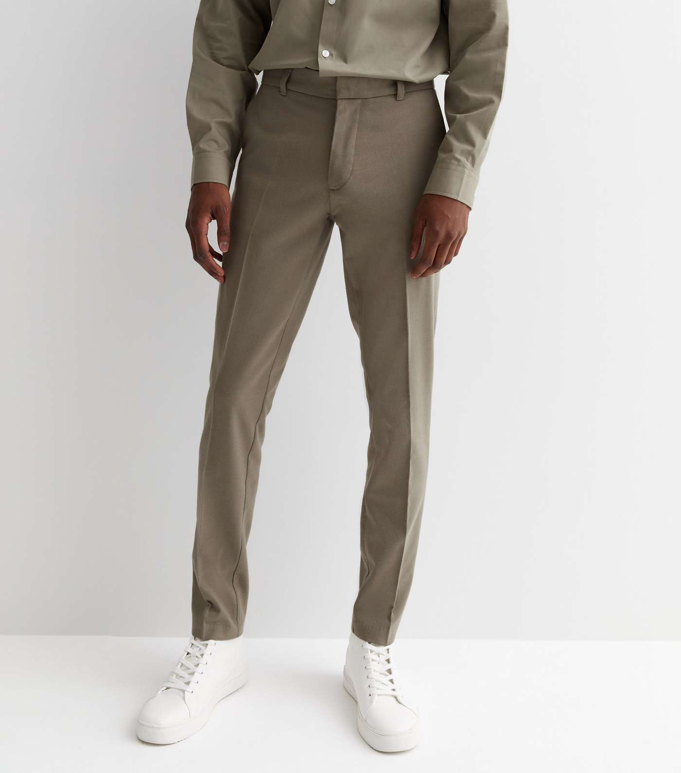Olive Skinny Suit Trousers Image 2