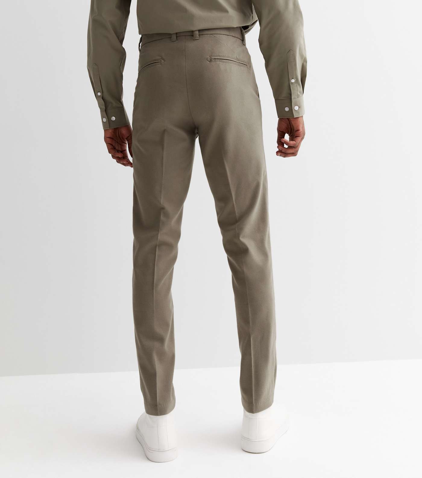 Olive Skinny Suit Trousers Image 4