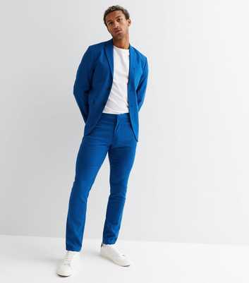 Bright Blue Skinny Suit Trousers