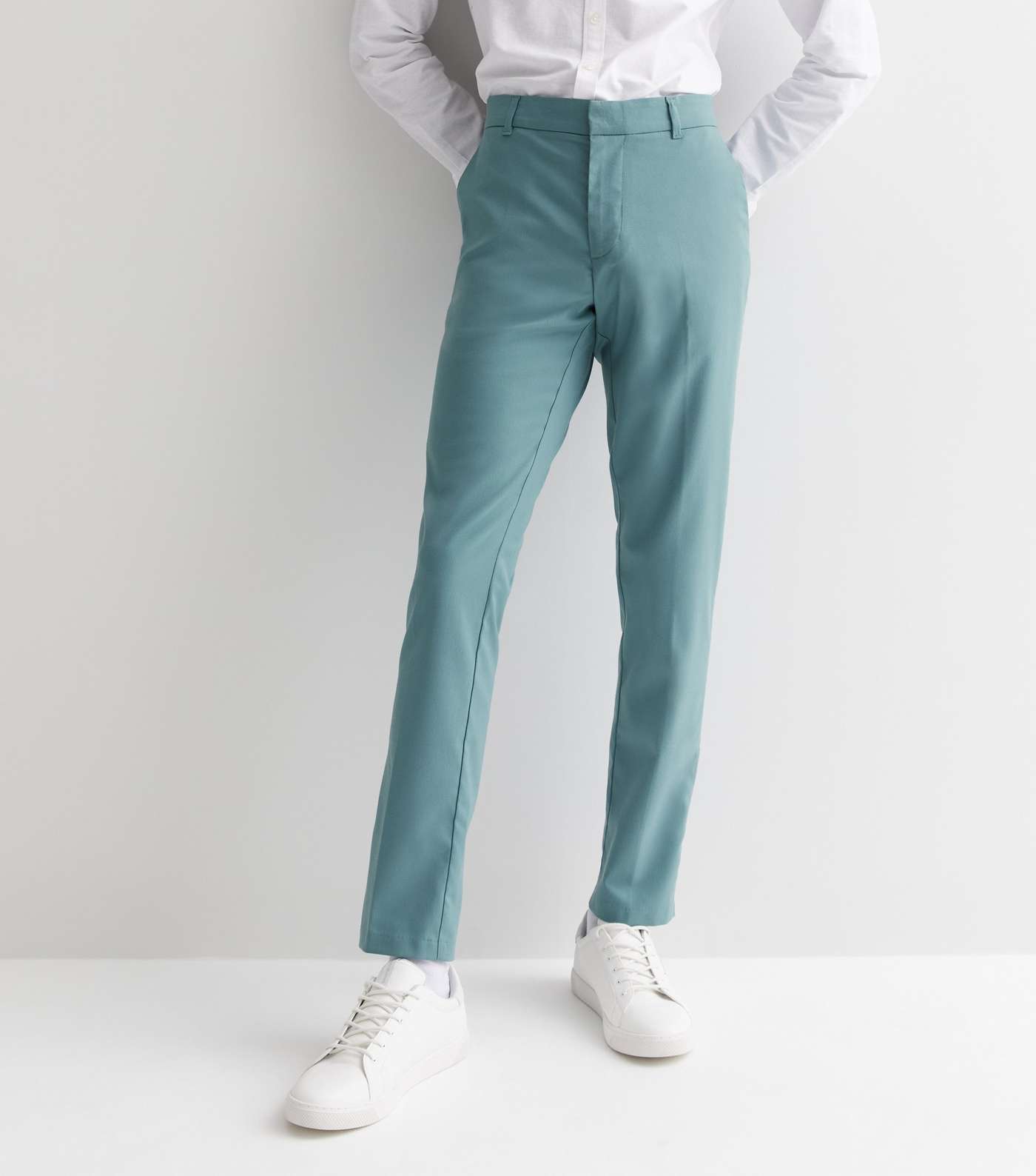 Turquoise Skinny Suit Trousers Image 2