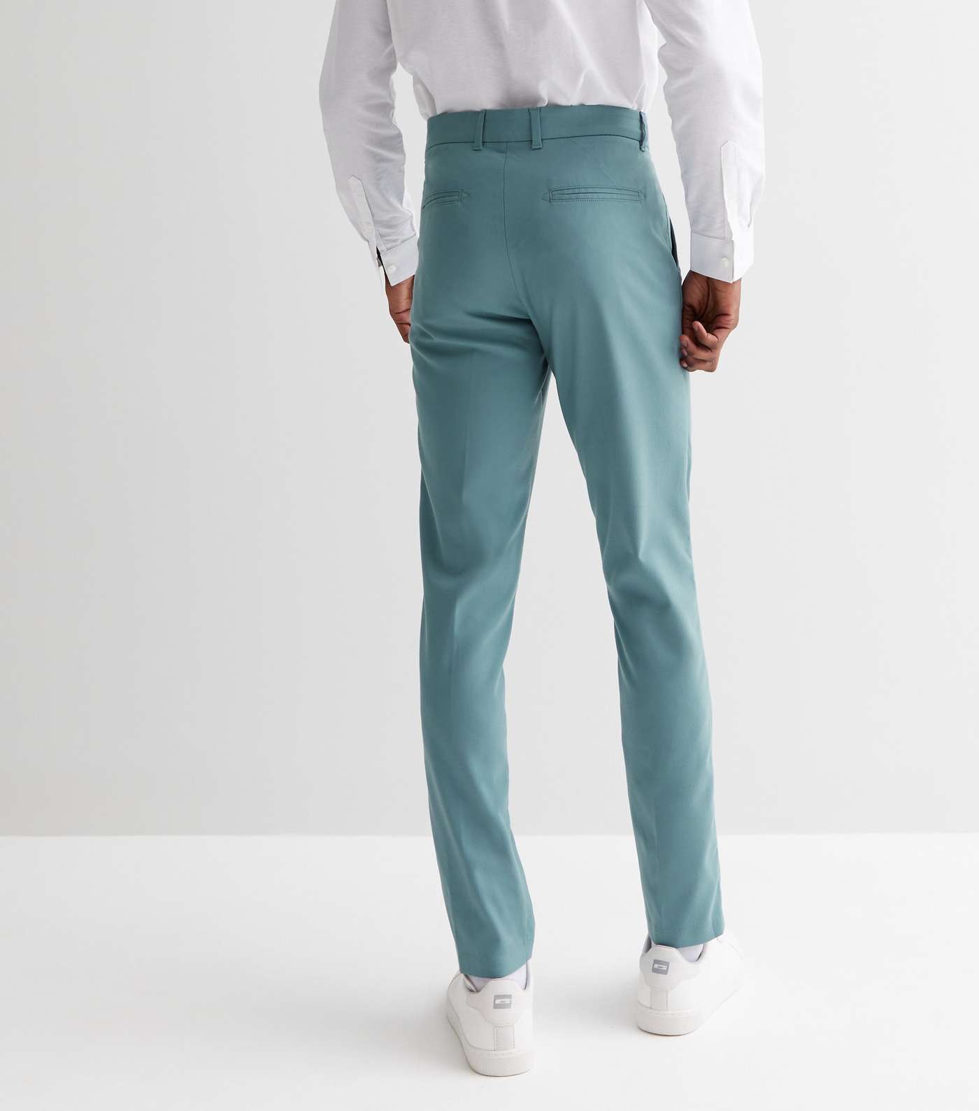 Turquoise Skinny Suit Trousers Image 4