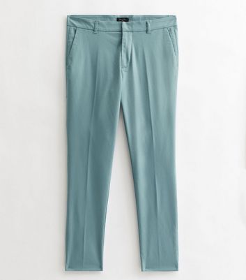Turquoise Textured Regular Fit WoolBlend Pant For Men