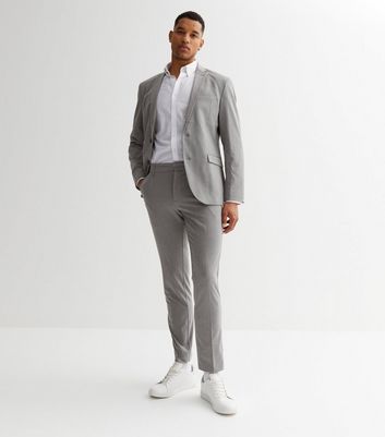 Men's Grey Marl Slim Fit Suit Trousers New Look