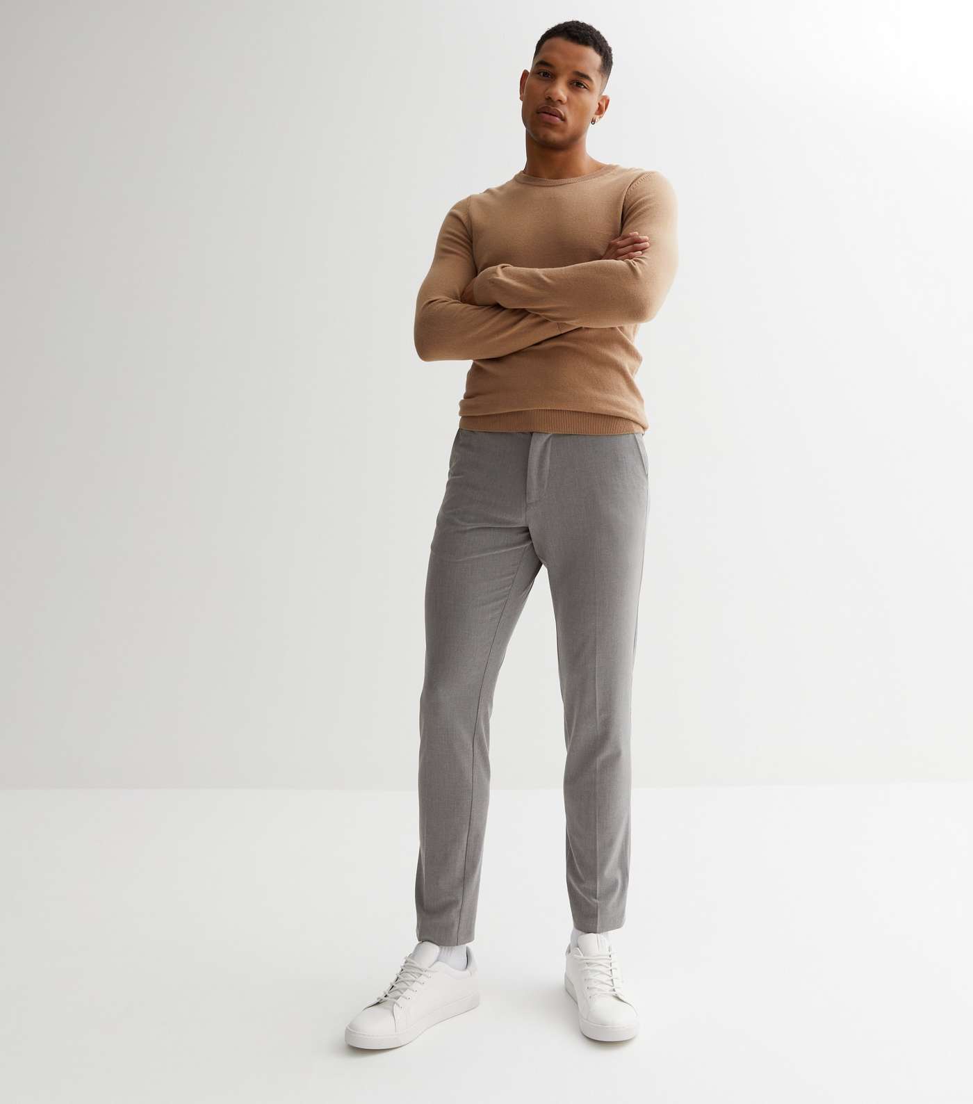 Grey Marl Slim Fit Suit Trousers Image 2