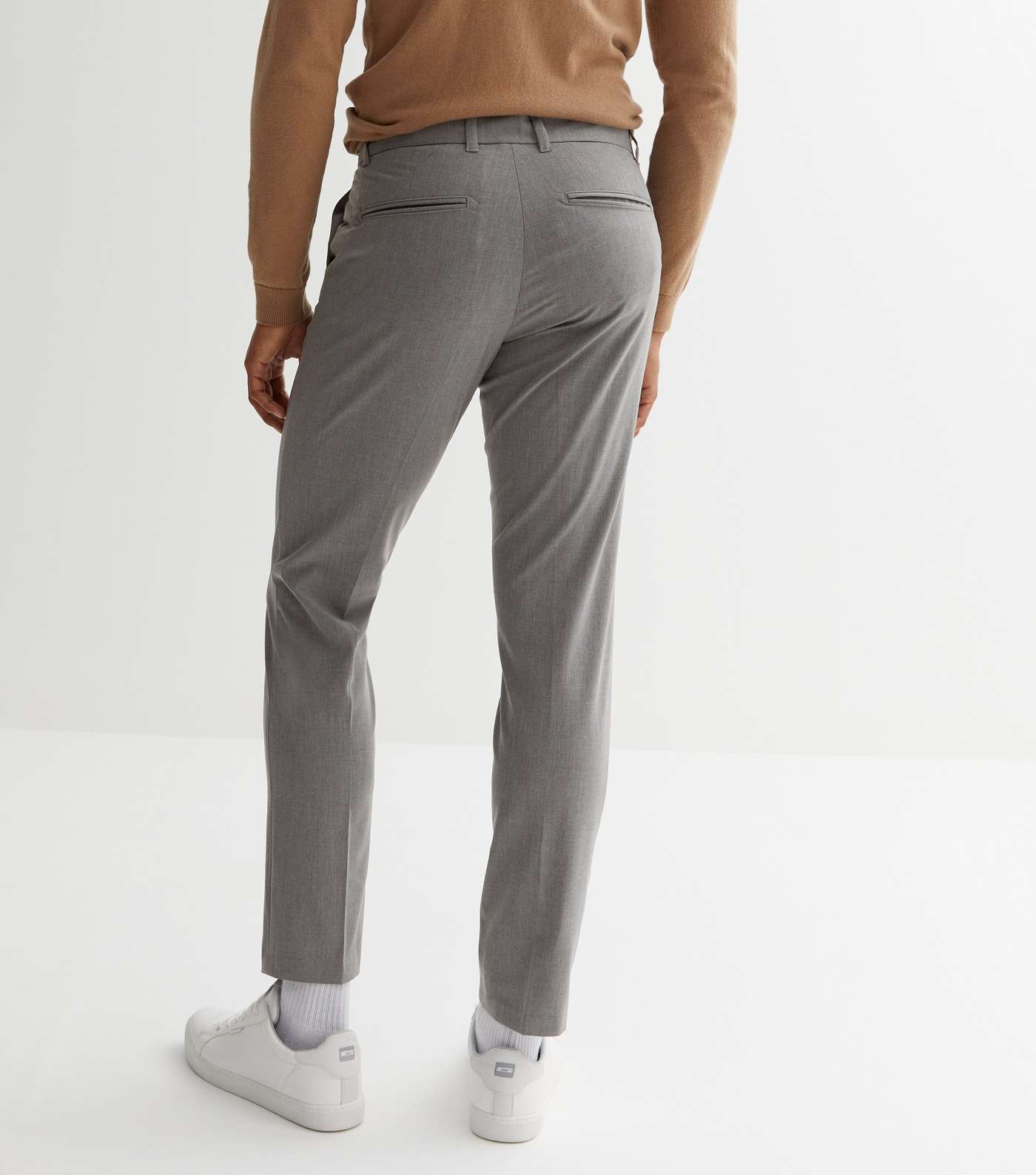 Grey Marl Slim Fit Suit Trousers Image 4