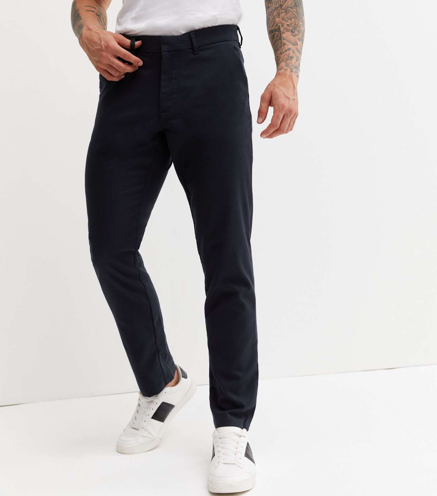 Navy Mid Rise Slim Suit Trousers Image 2