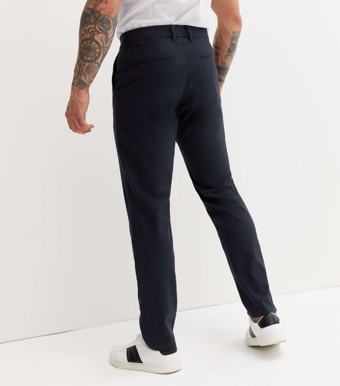 Navy Mid Rise Slim Suit Trousers Image 4