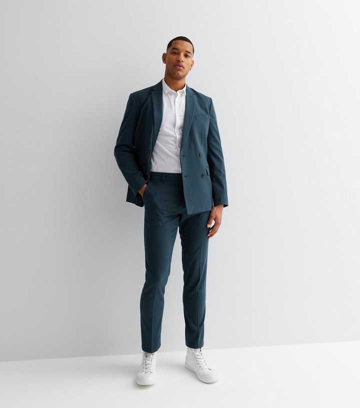 Bright Blue Slim Fit Suit Trousers