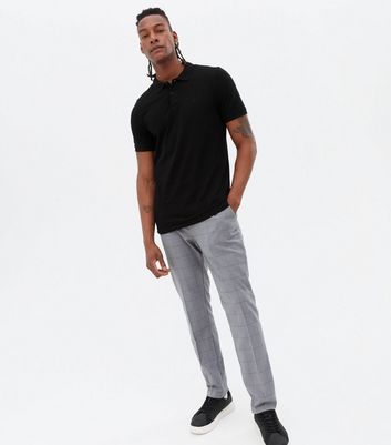 Grey Check Tapered Skinny Trousers 