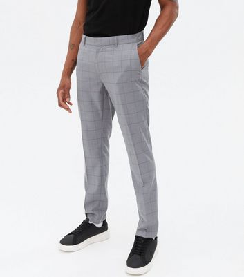 Grey Check Tapered Skinny Trousers 