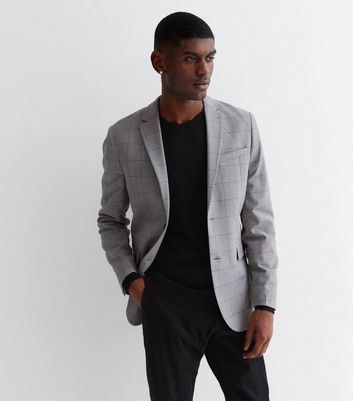 Mens grey check jacket sale