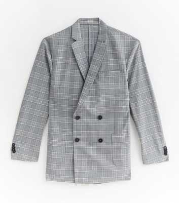 Dark Grey Check Slim Suit Jacket