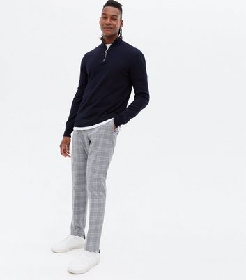 Peter England Casual Trousers  Buy Peter England Men Navy Check Carrot Fit  Casual Trousers Online  Nykaa Fashion