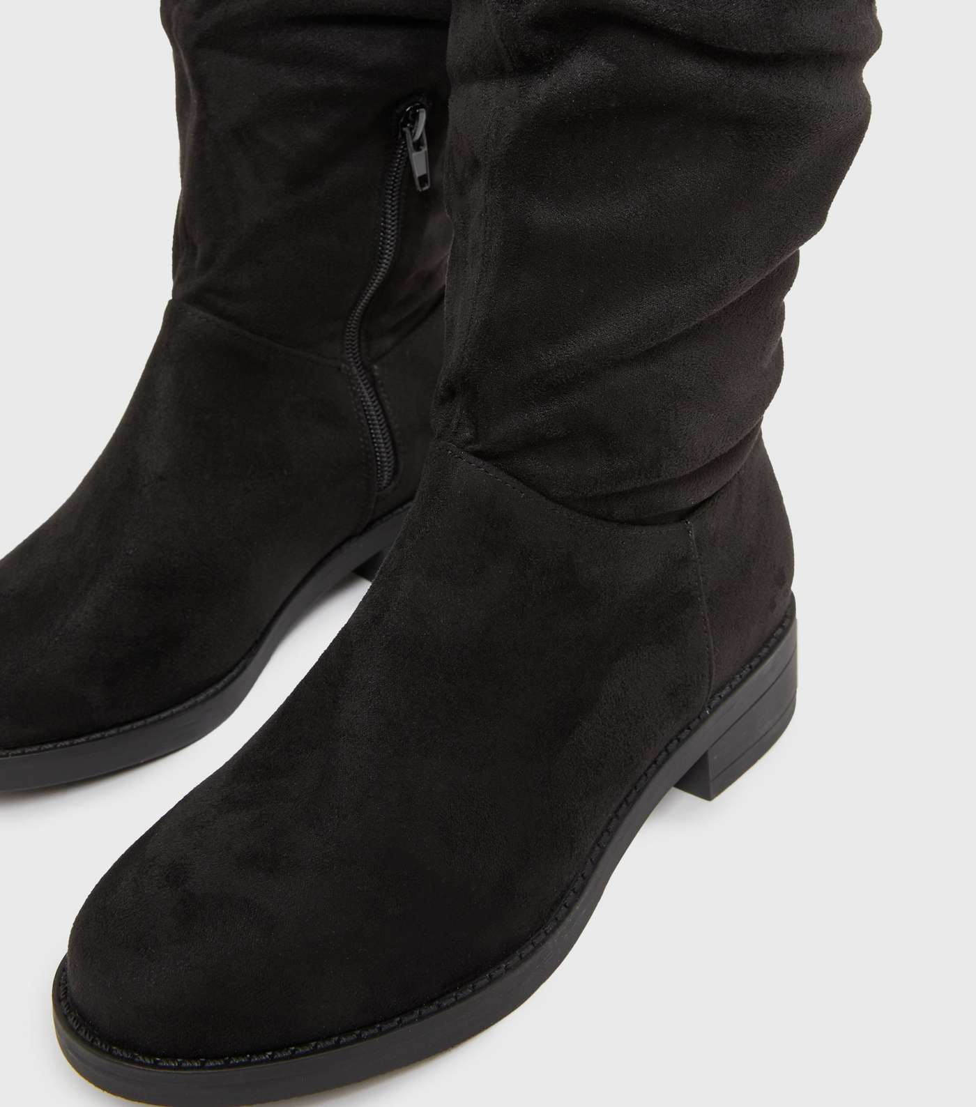 Extra Calf Fit Black Suedette Slouch Calf Boots Image 4