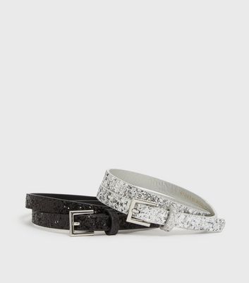 silver glitter belt