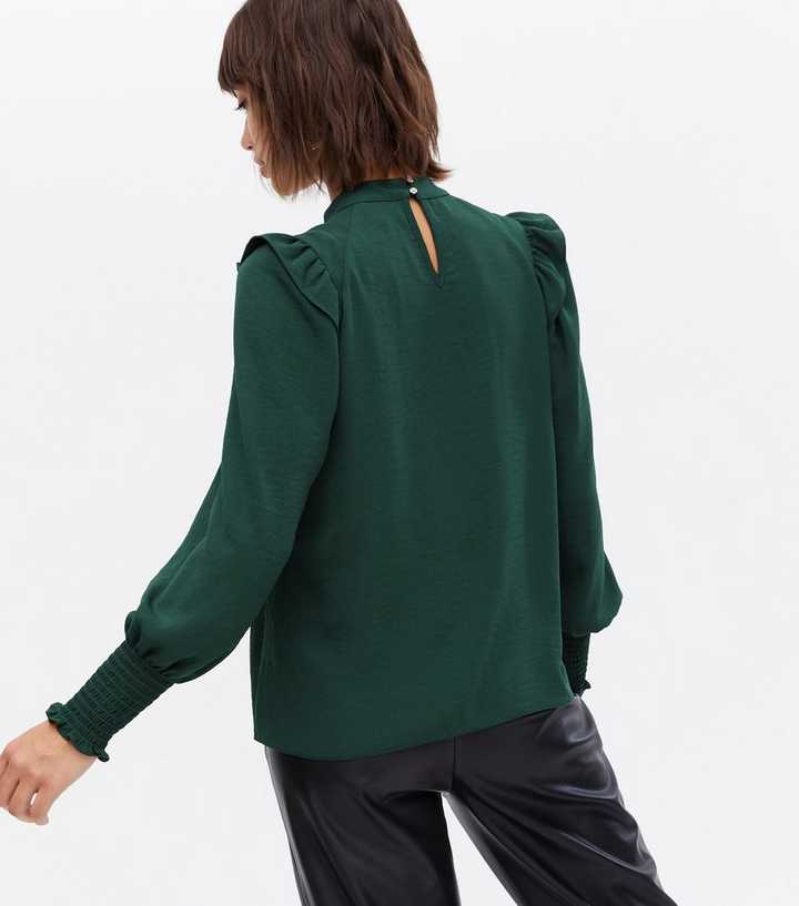 dark green long sleeve blouse