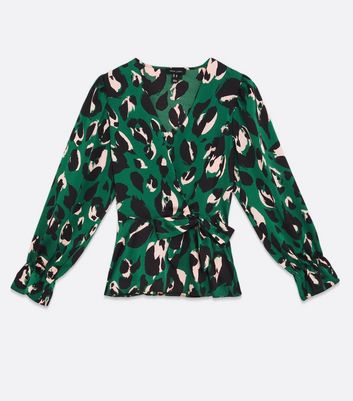 new look green leopard print blouse