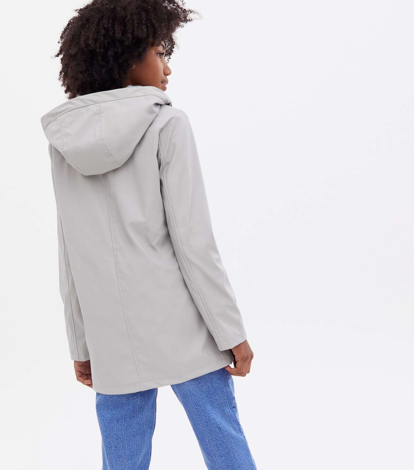 Girls Pale Grey Pocket Front Hooded Anorak Image 4