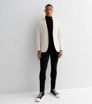 Mens white suit jacket black pants best sale