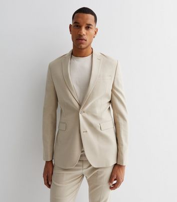 Cream Skinny Fit Suit Jacket New Look