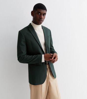 Dark Green Skinny Fit Suit Jacket