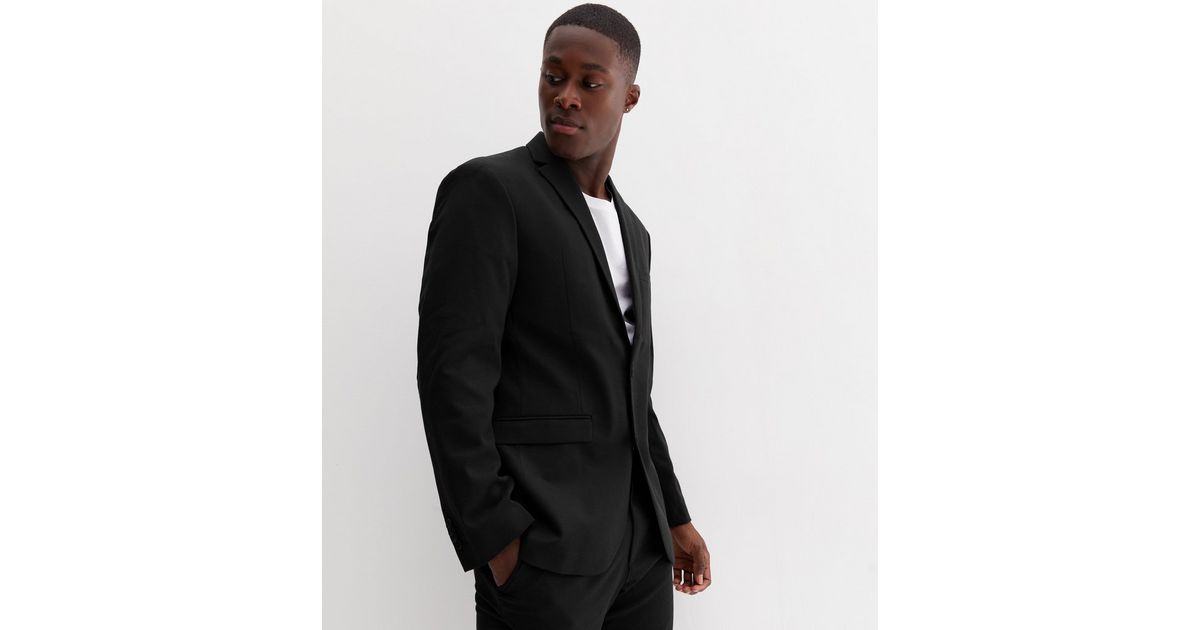 Black Slim Suit Jacket New Look