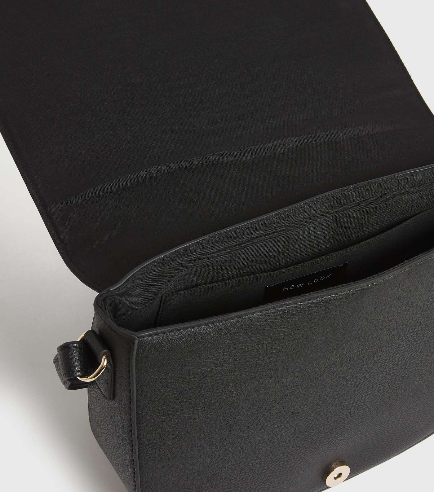 Black Leather-Look Cross Body Saddle Bag Image 4