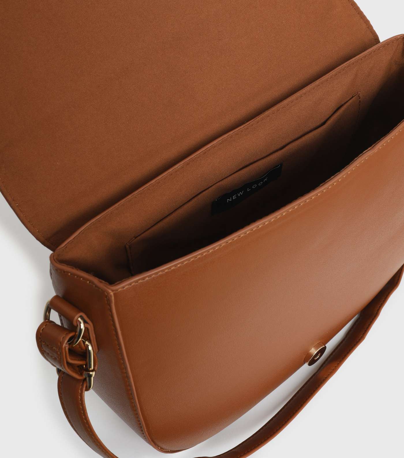 Rust Leather-Look Cross Body Saddle Bag Image 4