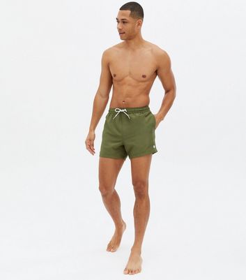 Men's Khaki Regular Length Swim Shorts New Look