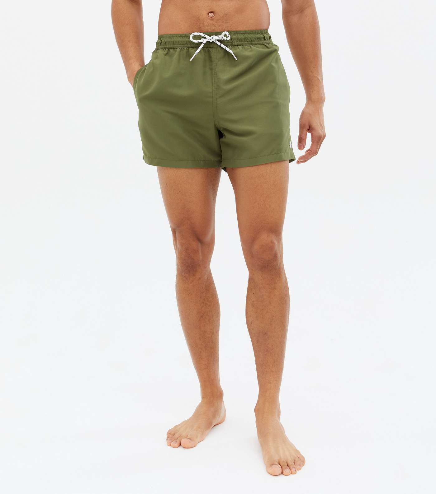 Khaki Regular Length Swim Shorts Image 2