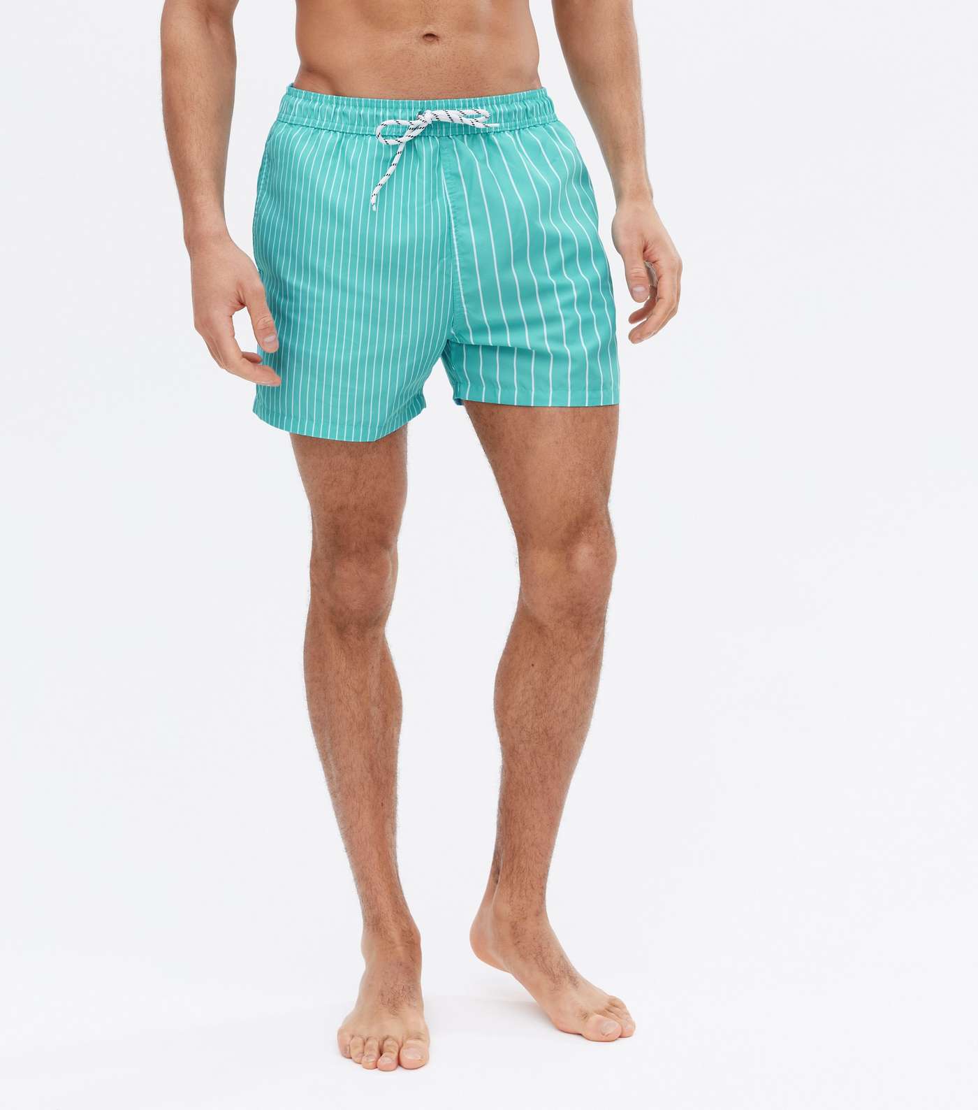 Turquoise Stripe Swim Shorts Image 2